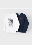 Mayoral Erkek Çocuk Uzun Kol Tshirt İkili Set Lacivert Beyaz