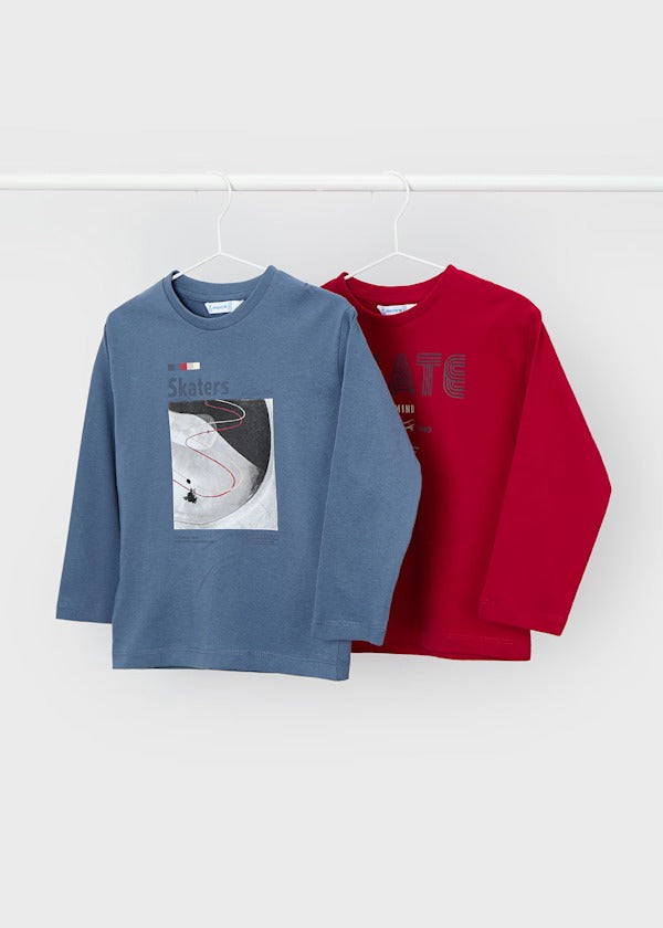 Mayoral Erkek Çocuk Uzun Kol Tshirt İkili Set Mavi Kırmızı