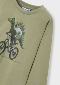 Mayoral Erkek Çocuk Uzun Kol Tshirt Yeşil Dinazor Baskılı