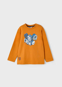 Mayoral Erkek Çocuk Uzun Kol Tshirt Turuncu  QR Oyun Baskılı