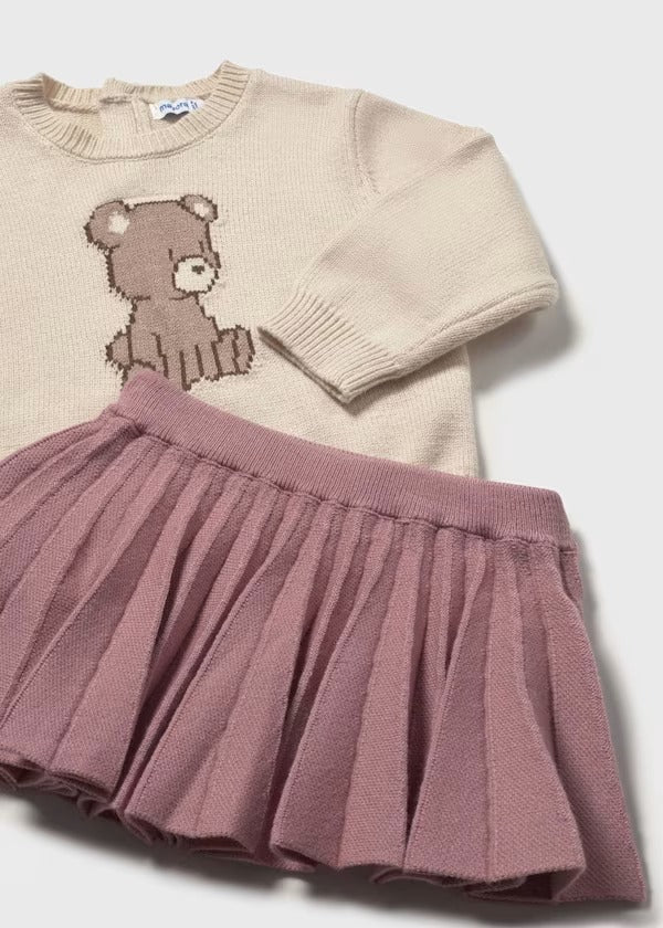 Mayoral Kız Bebek Örme Kazak Etek İkili Set Pembe