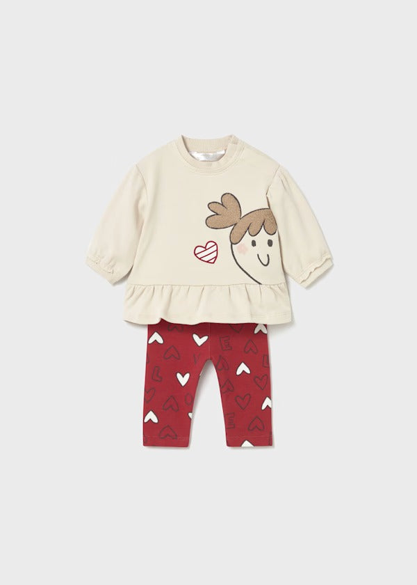 Mayoral Kız Bebek Sweatshirt Tayt Dörtlü Set Kırmızı