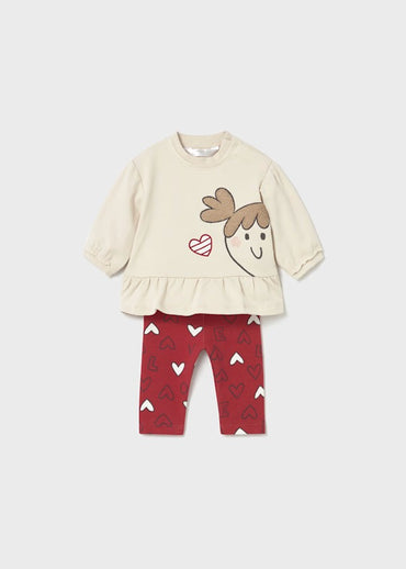 Mayoral Kız Bebek Sweatshirt Tayt Dörtlü Set Kırmızı