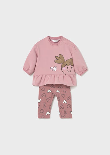 Mayoral Kız Bebek Sweatshirt Tayt Dörtlü Set Pembe