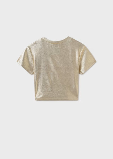 Mayoral Kız Çocuk Nervürlü Crop Metalik Gold