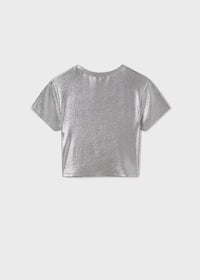 Mayoral Kız Çocuk Nervürlü Crop Metalik Gümüş