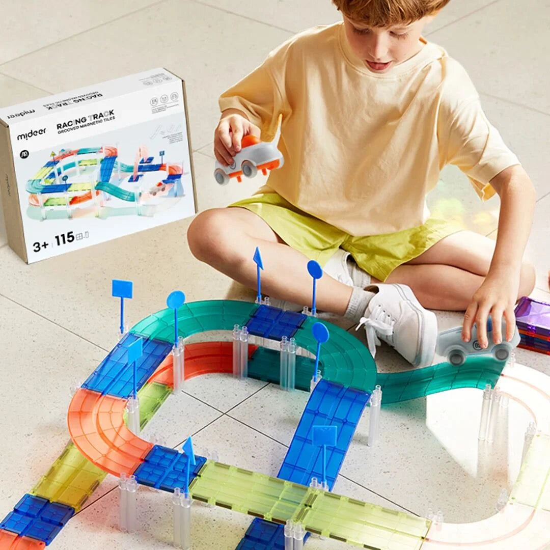 Mideer Magnetic Tiles Arabalı Yarış Pisti
