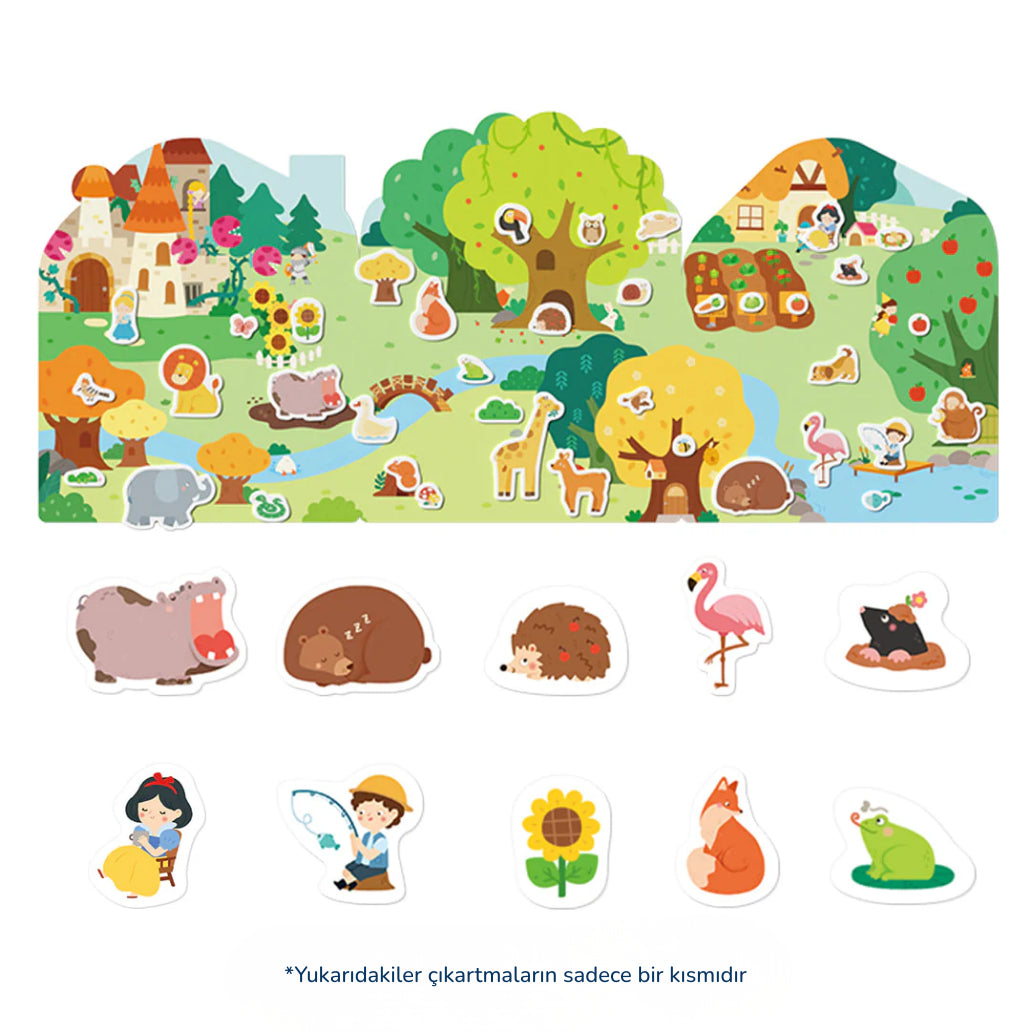 Mideer Yeniden Kullanılabilir Jel Çıkartma Seti Hayvan Kasabası