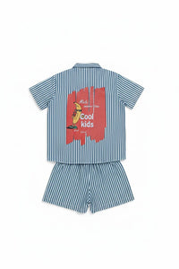 Miela Kids Cartoon Çizgili Gömlek ve Şort Takım