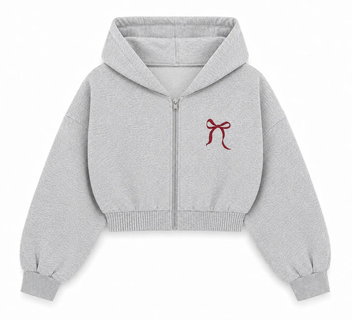 Miela Kids Crop Kapüşonlu Sweatshirt Gri Puppy Dream