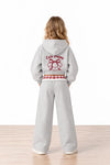 Miela Kids Crop Kapüşonlu Sweatshirt Gri Puppy Dream
