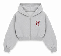 Miela Kids Crop Kapüşonlu Sweatshirt Gri Puppy Dream