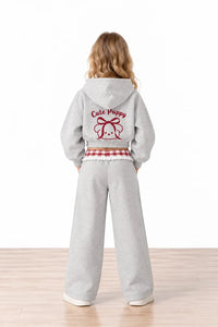 Miela Kids Crop Kapüşonlu Sweatshirt Gri Puppy Dream