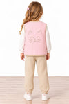 Miela Kids Kontrast Biyeli Kapitone Yelek Little Kitty Şeker Pembesi