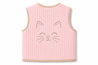 Miela Kids Kontrast Biyeli Kapitone Yelek Little Kitty Şeker Pembesi
