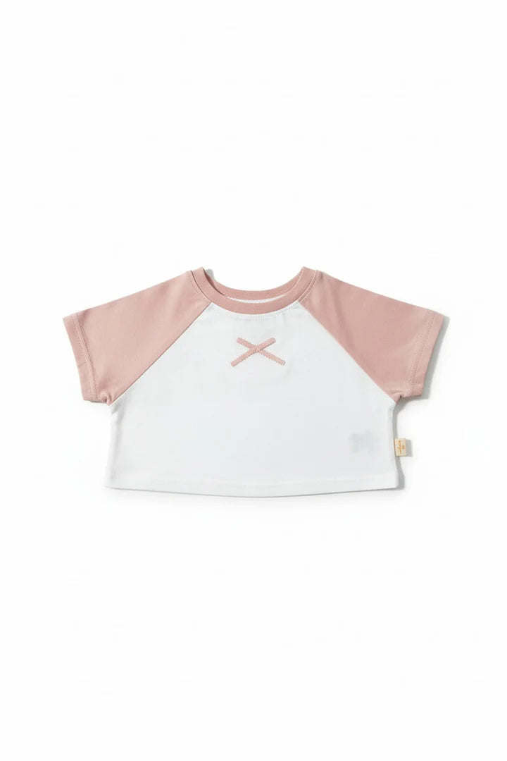 Miela Kids Kurdela Detaylı Kontrast Oversize Crop Tişört