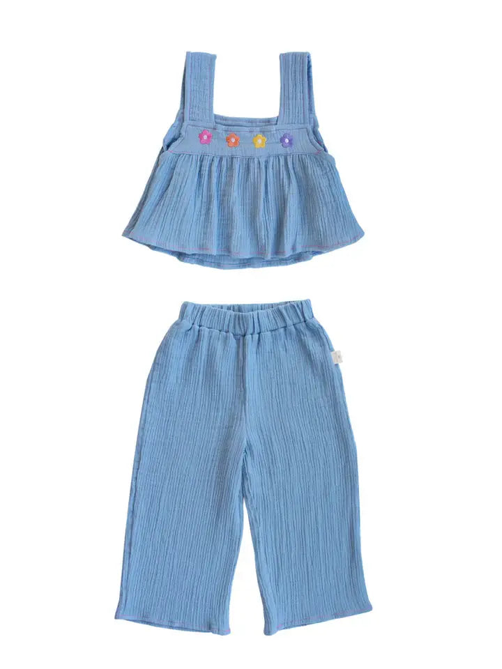 Miela Kids Müslin Crop Set Flouncy Sky Blue