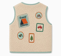 Miela Kids Peluş Yelek Bej Camper Patchwork