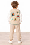 Miela Kids Peluş Yelek Bej Camper Patchwork