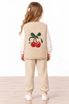 Miela Kids Peluş Yelek Bej Cherry Shine