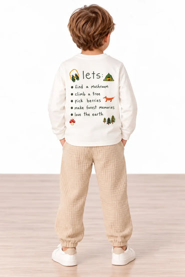 Miela Kids Uzun Kollu Tshirt Beyaz Camp Checklist