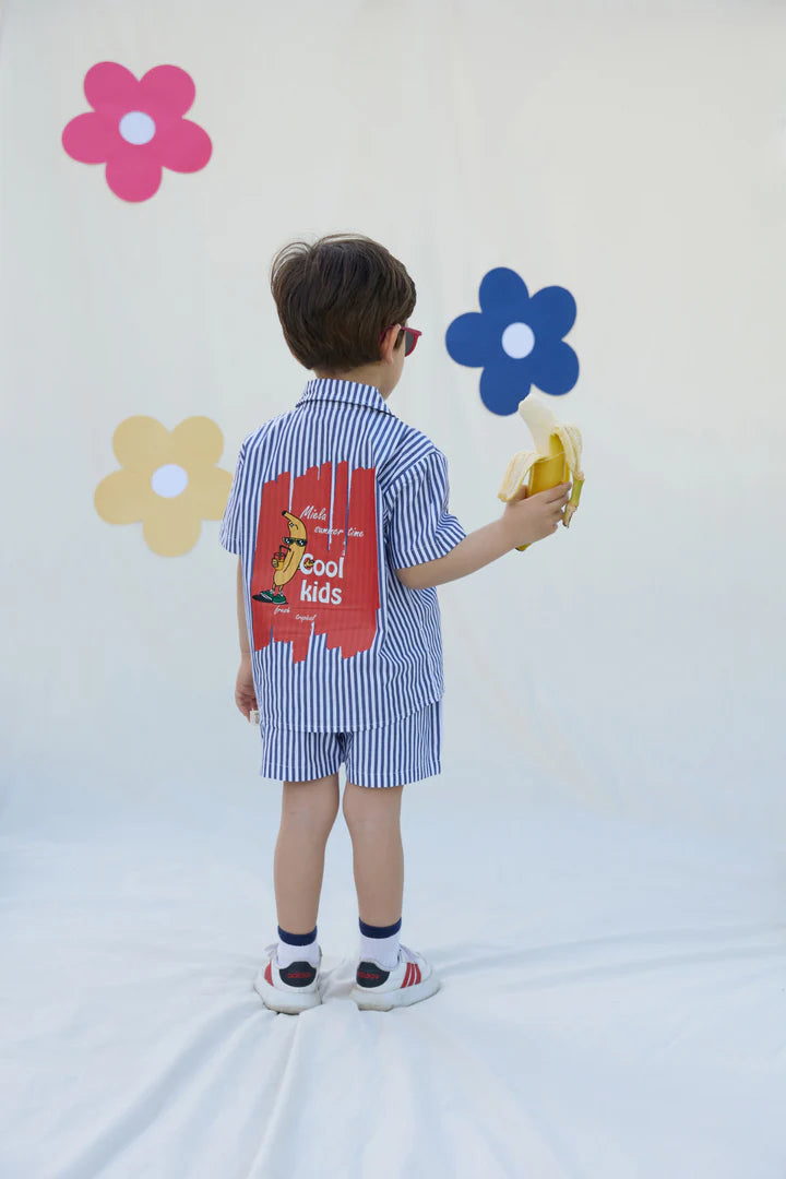 Miela Kids Cartoon Çizgili Gömlek ve Şort Takım