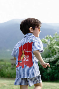 Miela Kids Cartoon Çizgili Gömlek ve Şort Takım