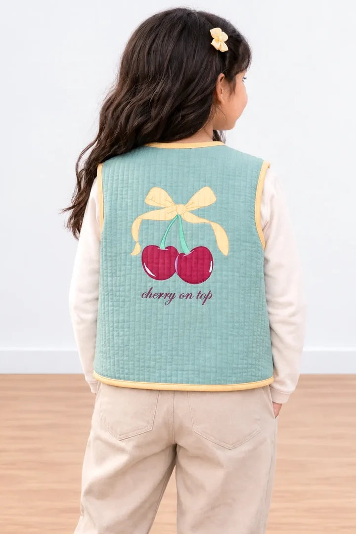 Miela Kids Cherry Kapitone Yelek Mint