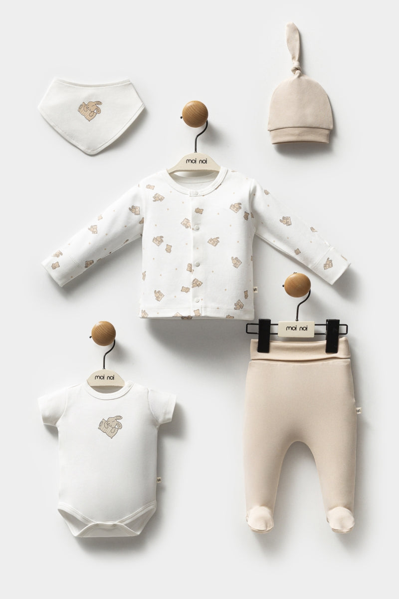 Moi Noi Hatane Çıkış Seti 5'li Set Tavşan Ekru