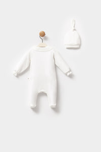 Moi Noi Şapka Tulum Fırfır Yaka Ekru