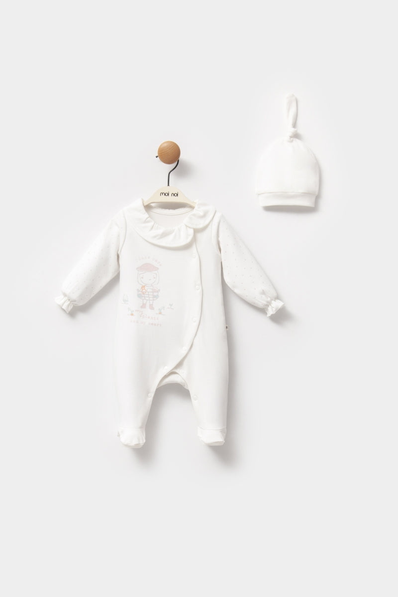 Moi Noi Şapka Tulum Fırfır Yaka Ekru