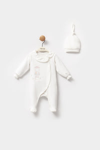 Moi Noi Şapka Tulum Fırfır Yaka Ekru