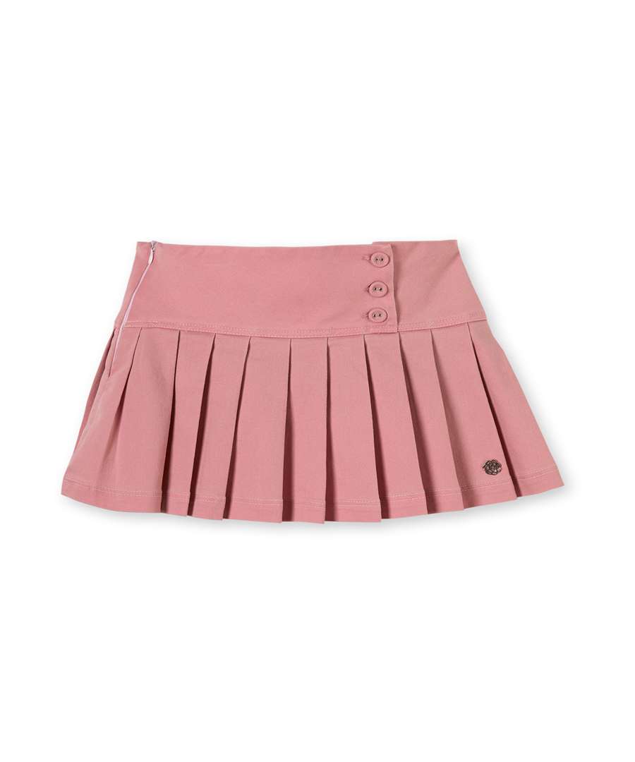 Patique Kız Çocuk Etek Pembe Pileli Fermuarlı