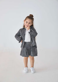 Patique Kız Çocuk Etek Siyah Denim Fermuarlı