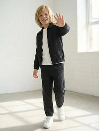 Rg Erkek Çocuk Fermuarlı Çocuk Kot Ceket Siyah