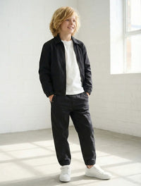 Rg Erkek Çocuk Fermuarlı Çocuk Kot Ceket Siyah