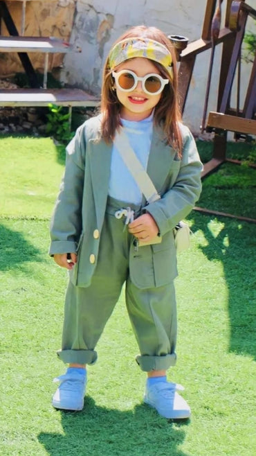 Rg Erkek Çocuk Üçlü Keten Takım Elbise Haki