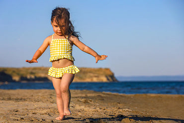 Sand Mother Kız Çocuk Bikini Takım Honey Mustard UV Korumalı Fırfırlı