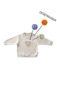 Miela Kids Duygular Sweatshirt Bej (Değişebilir Cırtlı)