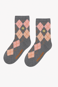 Katia & Bony Kız Çocuk Ekose Desenli 2'li Kutulu Soket Çorap Gri/Beyaz
