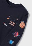 Mayoral tişört Mayoral Uzun Kollu Tshirt Space Basklı Lacivert