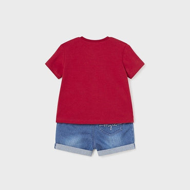 Mayoral Erkek Bebek Kısa Kol T-Shirt Şort Takım Kırmızı