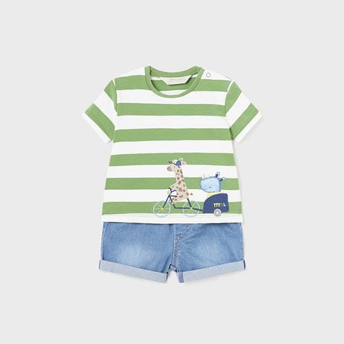 Mayoral Erkek Bebek Kısa Kol T-shirt Şort Takım Yeşil
