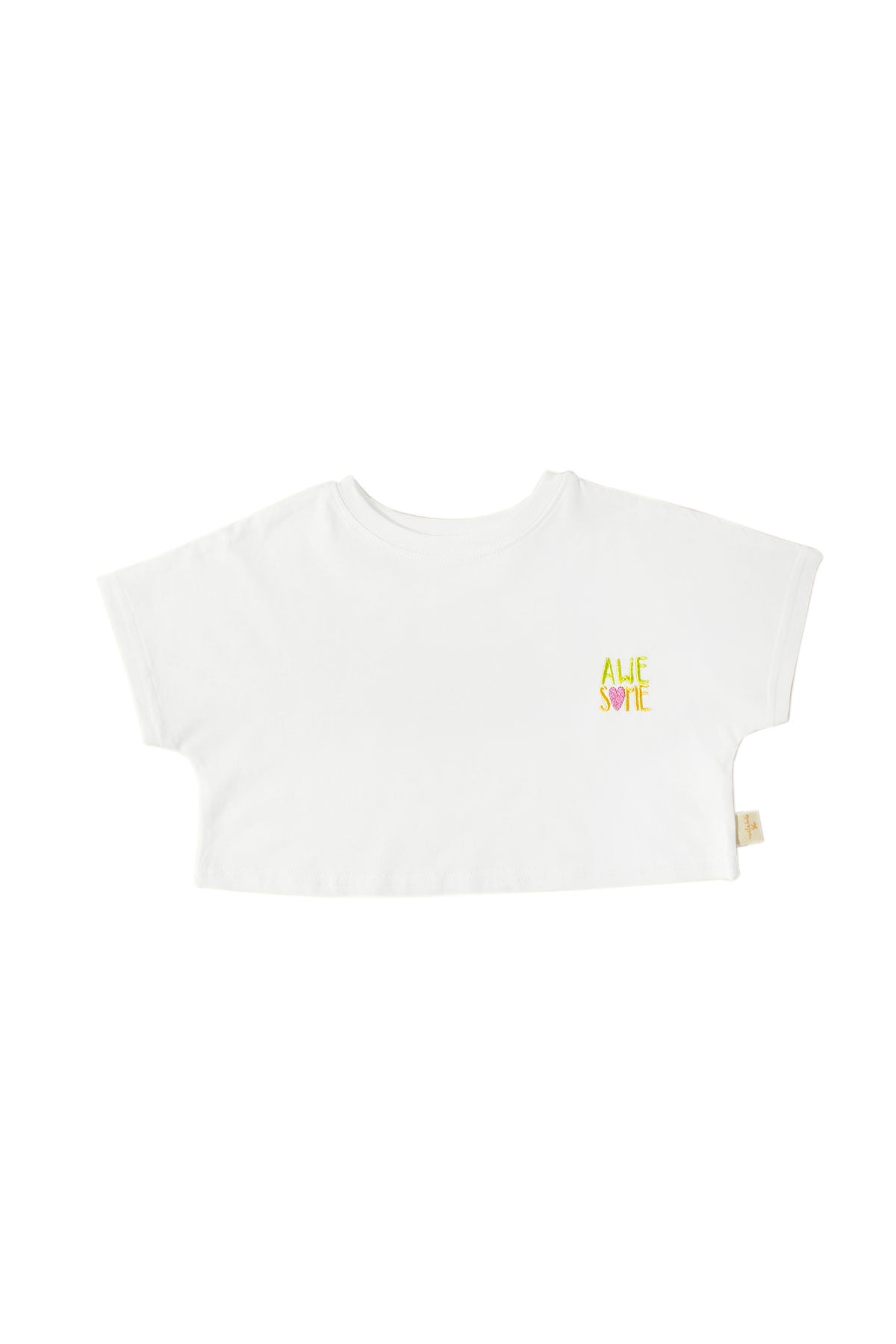 Miela Kids Crop Miela Kids Crop Tshirt Awesome Nakışlı Beyaz