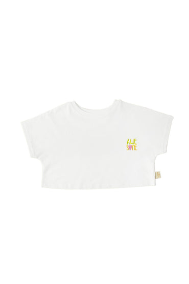 Miela Kids Crop Miela Kids Crop Tshirt Awesome Nakışlı Beyaz