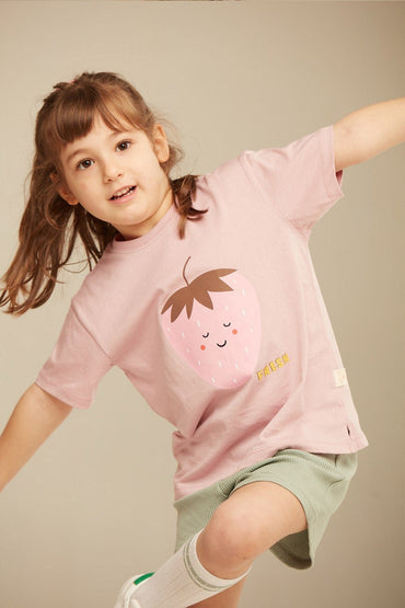 Miela Kids tişört 1-2 Miela Kids Çilek Baskılı Tshirt Lila