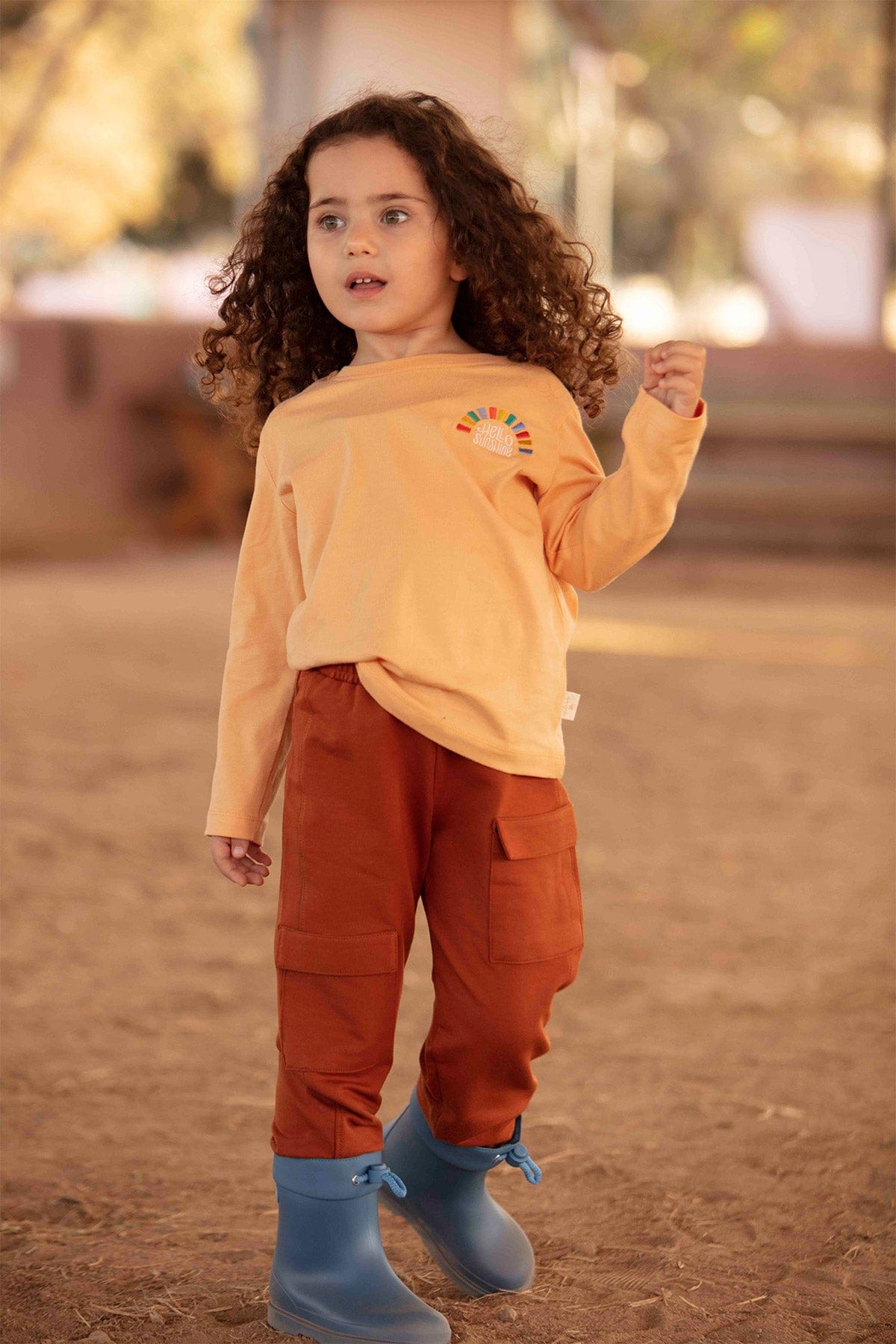 Miela Kids tişört 1-2 Yaş Miela Kids Nakışlı Basic Tshirt Hello Sunshine Kavuniçi