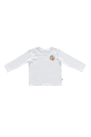 Miela Kids tişört 1-2 Yaş Miela Kids Nakışlı Basic Tshirt Sunshine Nakışlı Beyaz