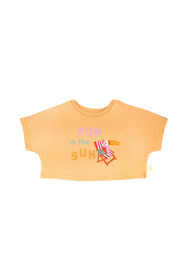 Miela Kids tişört 2-3 Yaş Miela Kids Crop Tshirt Fun In The Sun Glitter Baskılı Kavuniçi