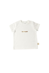 Miela Kids tişört Miela Kids Basic Tshirt Bon Voyage Nakışlı Beyaz